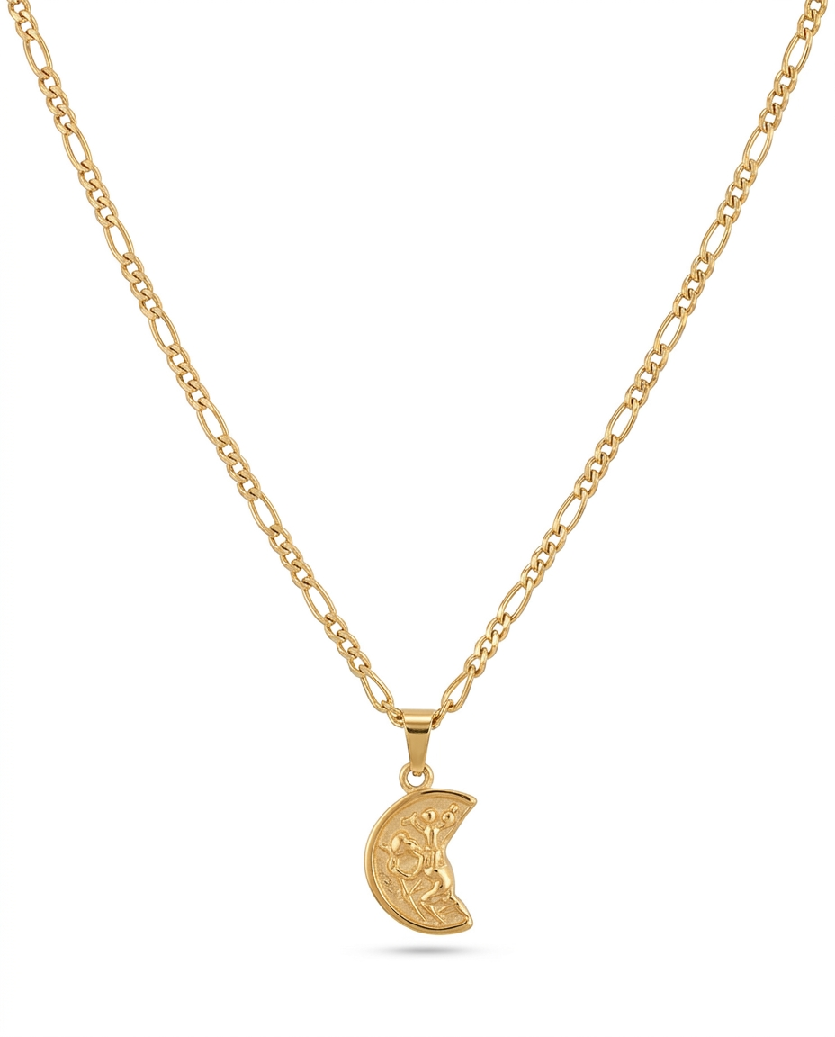 Collar Crescent en acero inoxidable 316L con acabado Oro