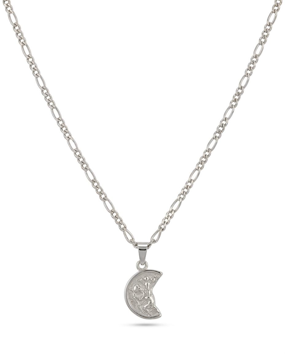 Collar Crescent en acero inoxidable 316L con acabado Plata