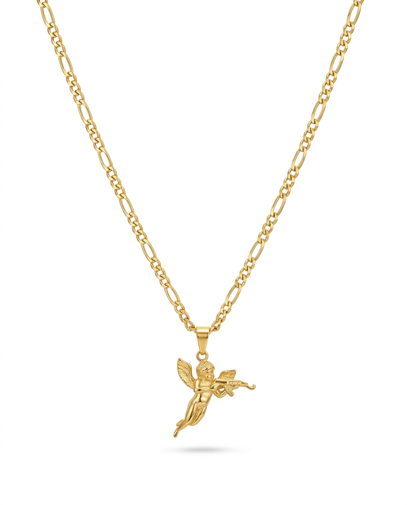 Collar Cherub en acero inoxidable 316L con acabado Oro