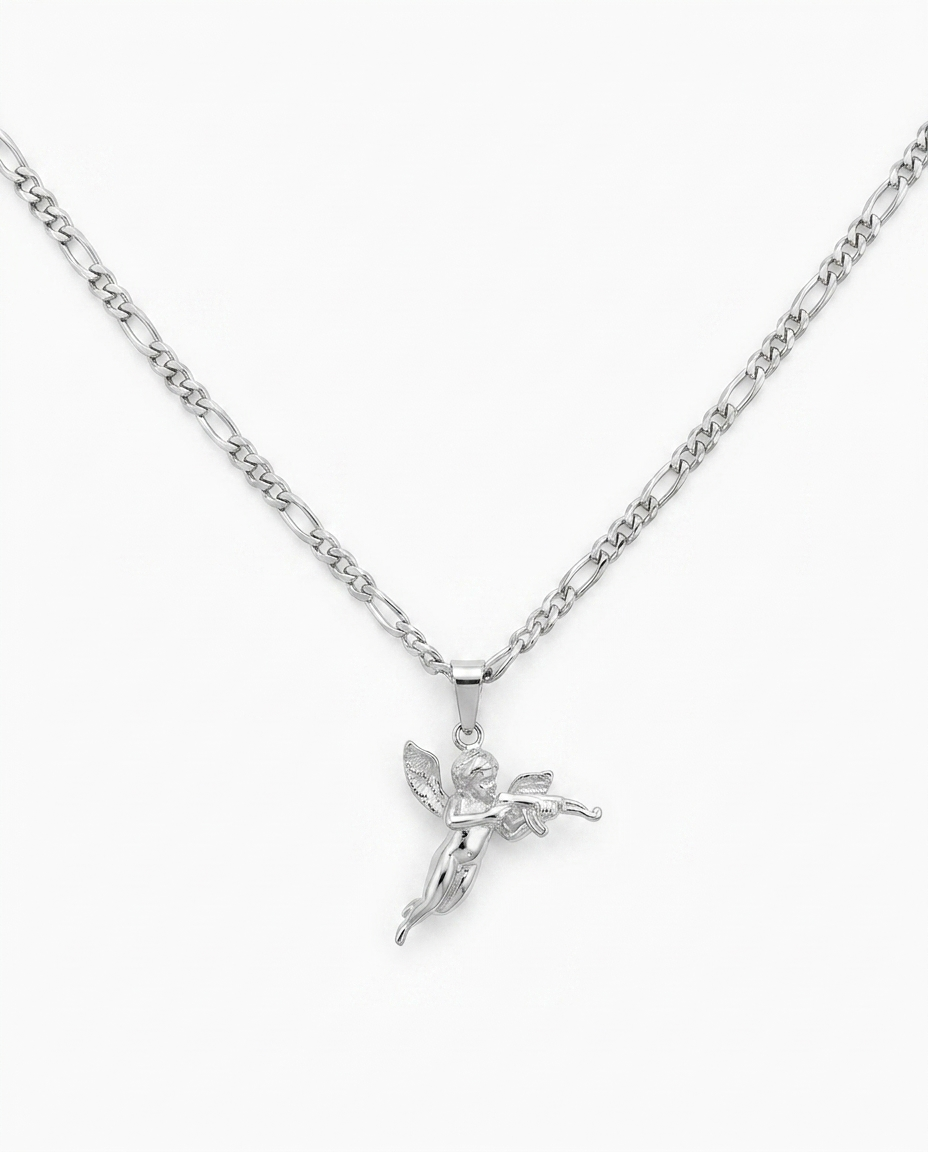 Collar Cherub en acero inoxidable 316L con acabado Plata