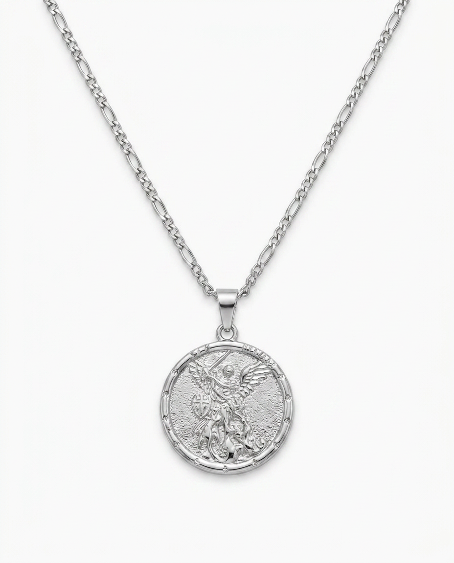 Collar Archangel en acero inoxidable 316L con acabado Plata